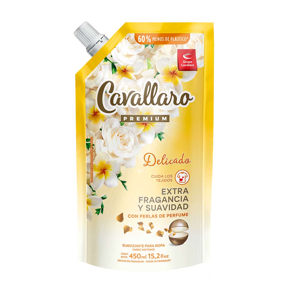 SUAVIZANTE PARA ROPAS CAVALLARO PREMIUM - Doypack 450ml - Delicado