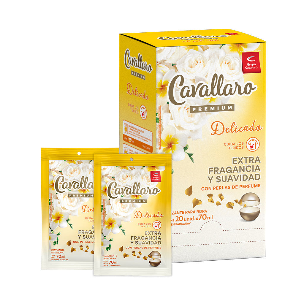 SUAVIZANTE PARA ROPAS CAVALLARO PREMIUM - Display 20x70ml - Delicado