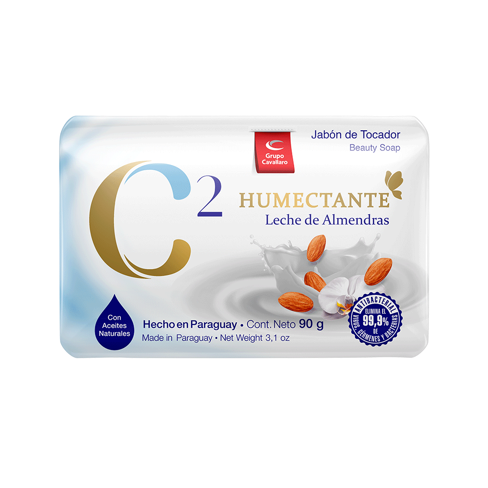 JABON DE TOCADOR C2 HUMECTANTE ANTIBACTERIAL - Pastilla 90g - Leche de Almendras