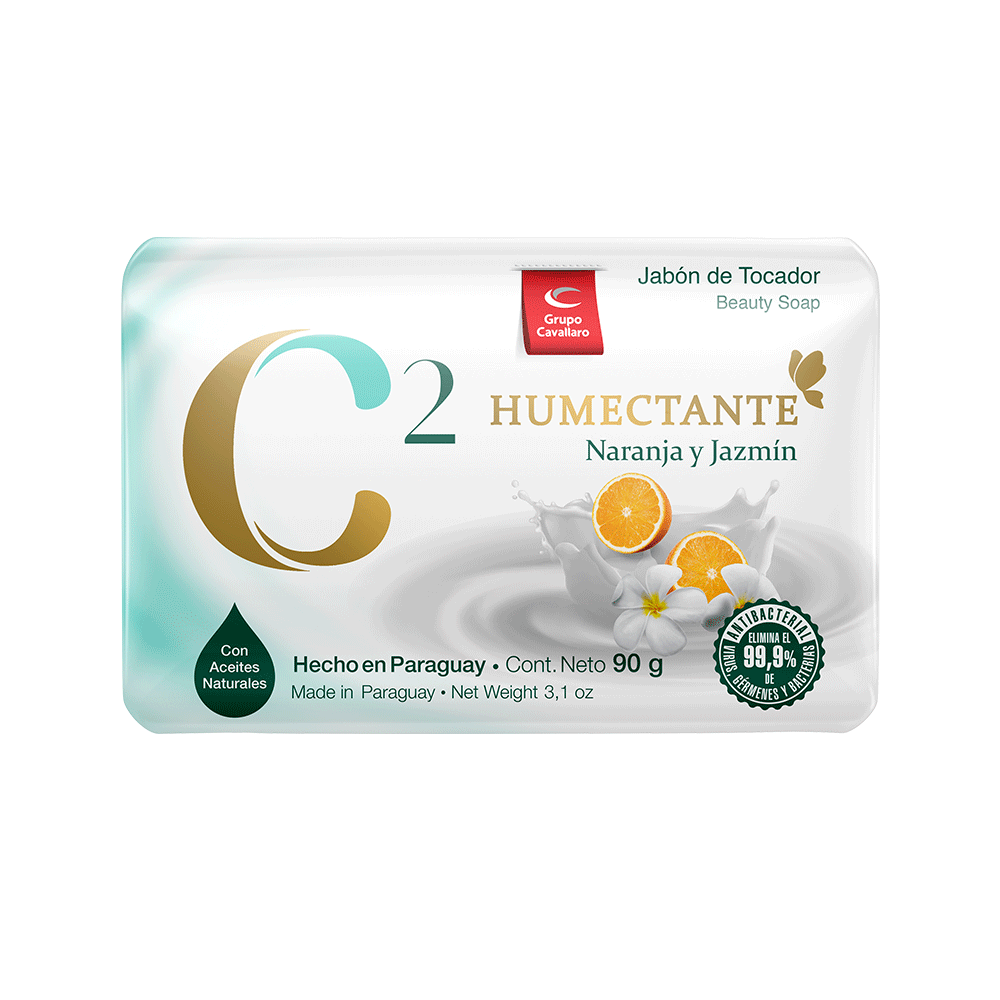 JABON DE TOCADOR C2 HUMECTANTE ANTIBACTERIAL - Pastilla 90g - Naranja y Jazmín