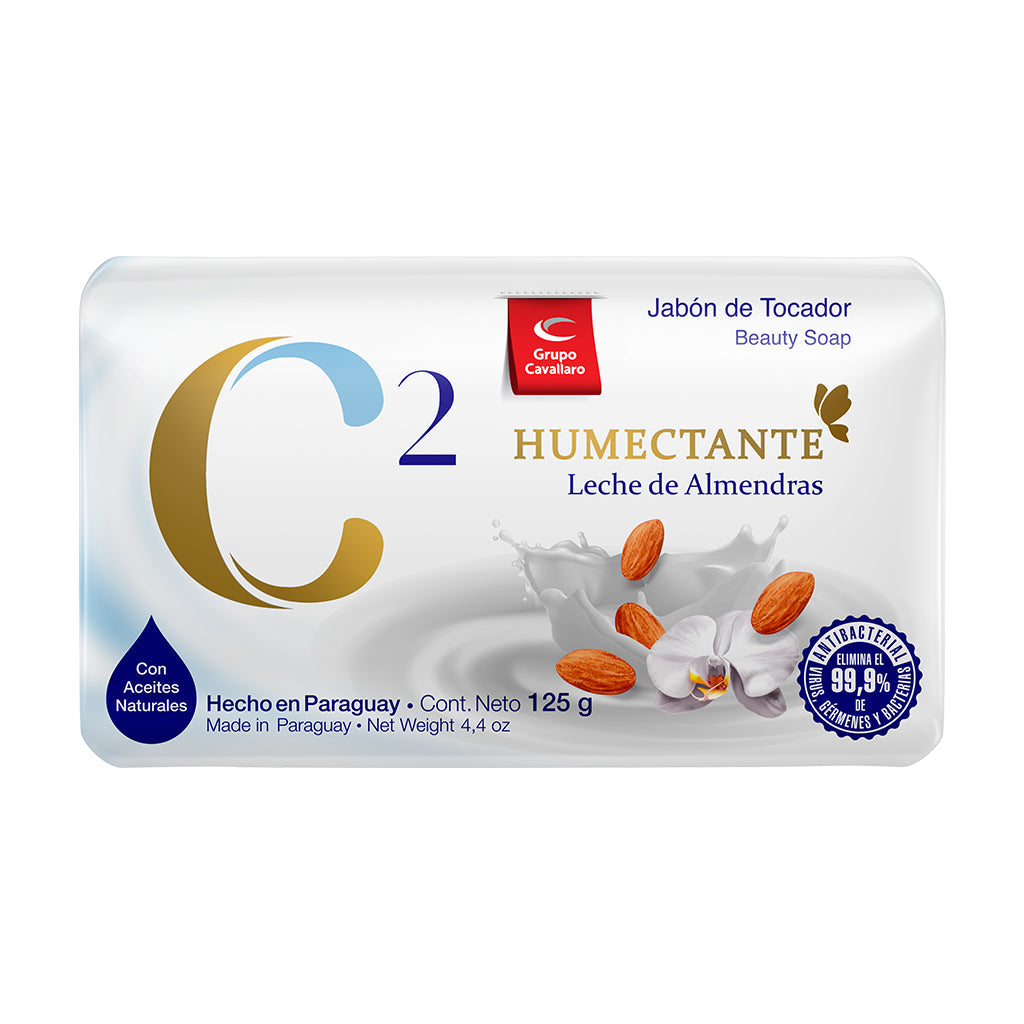 JABON DE TOCADOR C2 HUMECTANTE ANTIBACTERIAL - Pastilla 125g - Leche de Almendras
