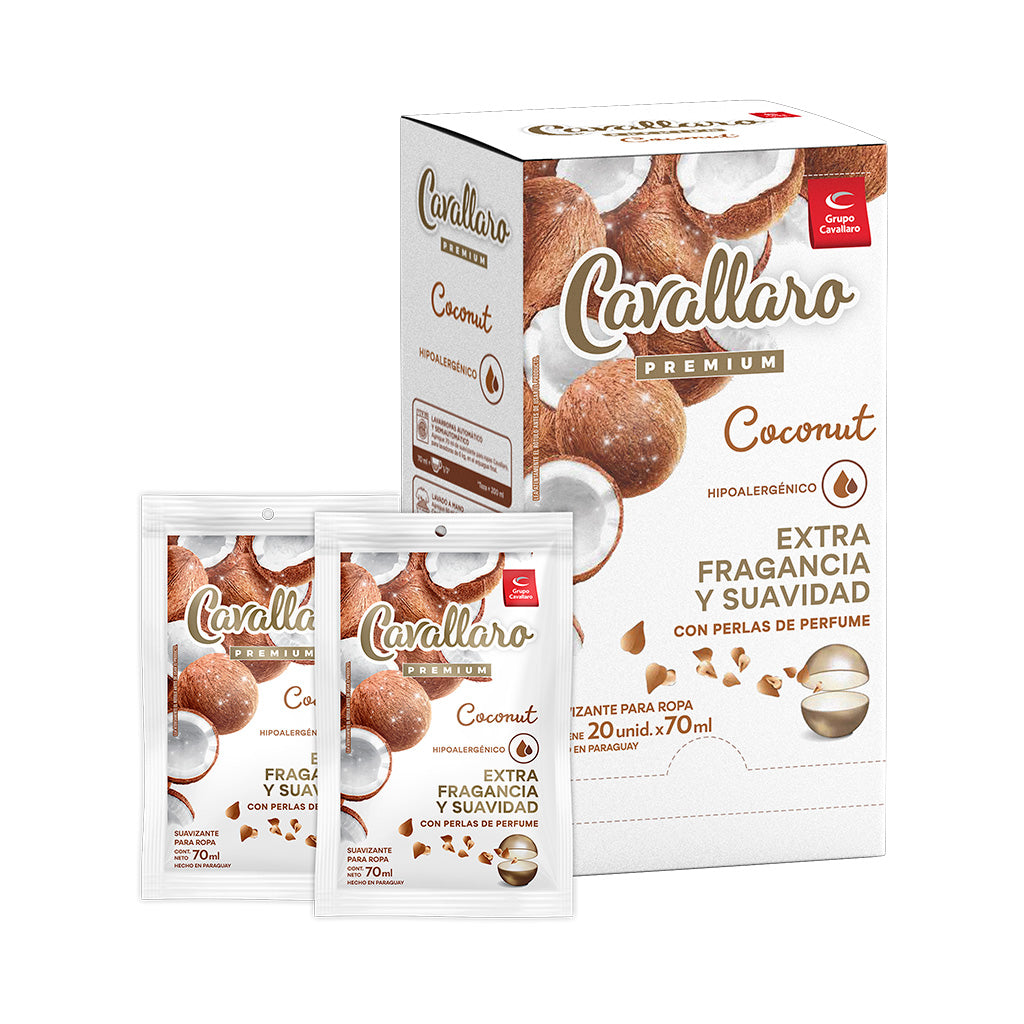 SUAVIZANTE PARA ROPAS CAVALLARO PREMIUM - Display 20x70ml - Coconut