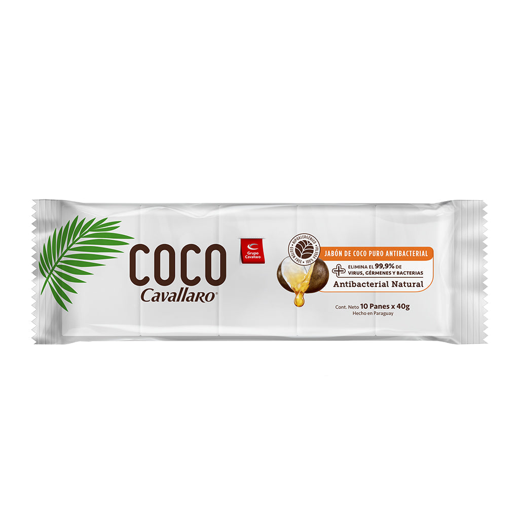 JABON DE COCO PURO COCO CAVALLARO - Pack 10 x 40g - Blanco