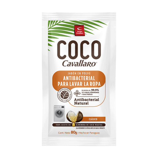 JABON EN POLVO ANTIBACTERIAL COCO CAVALLARO - Bolsa de 80g - Clásico