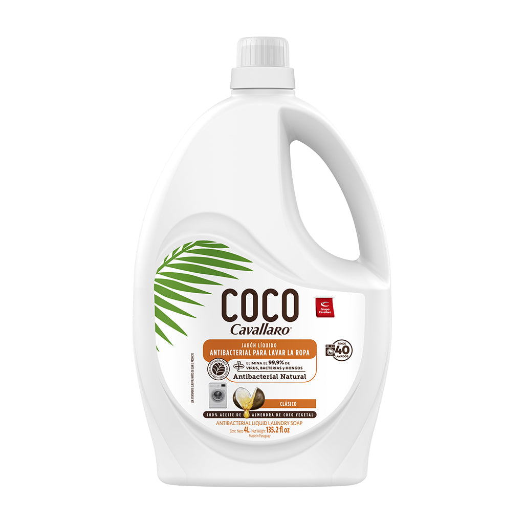 JABON LIQUIDO ANTIBACTERIAL PARA LAVAR LA ROPA COCO CAVALLARO - Bidón de 4L - Clásico