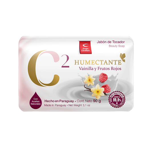 JABON DE TOCADOR C2 HUMECTANTE ANTIBACTERIAL - Pastilla 90g - Vainilla y Frutos Rojos