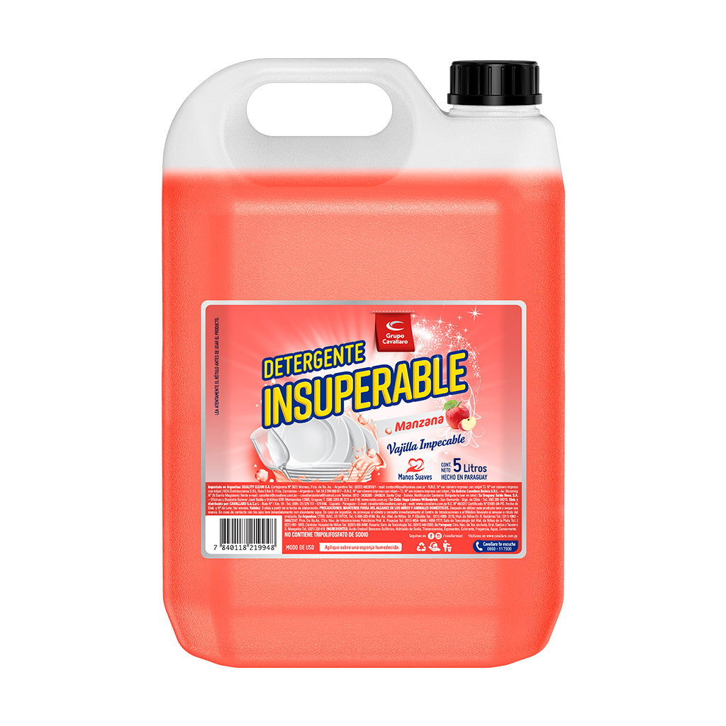 DETERGENTE LAVAVAJILLAS INSUPERABLE - Bidón de 5 L - Manzana