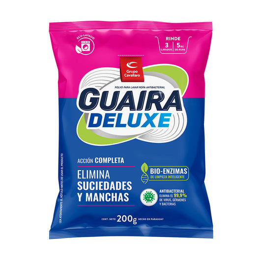POLVO PARA LAVAR LA ROPA ANTIBACTERIAL GUAIRA DELUXE - Bolsa de 200g - Deluxe