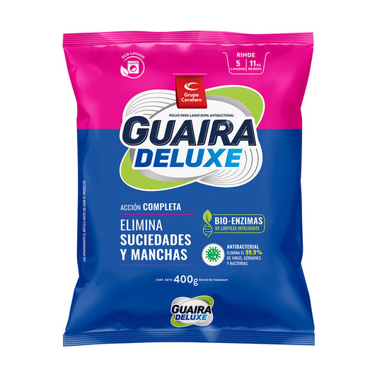POLVO PARA LAVAR LA ROPA ANTIBACTERIAL GUAIRA DELUXE - Bolsa de 400g - Deluxe