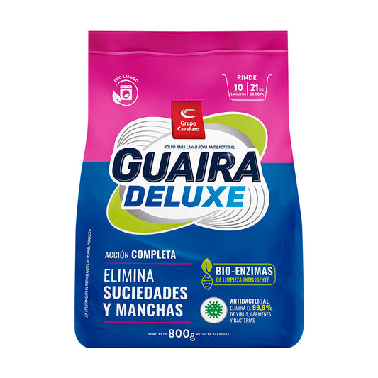 POLVO PARA LAVAR LA ROPA ANTIBACTERIAL GUAIRA DELUXE - Bolsa de 800g - Deluxe