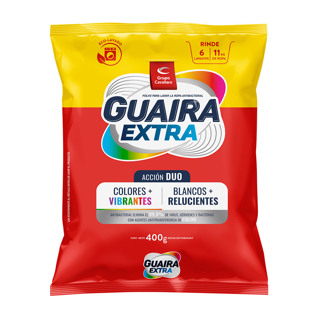 POLVO PARA LAVAR LA ROPA GUAIRA EXTRA ANTIBAC - Bolsa de 400g - Extra