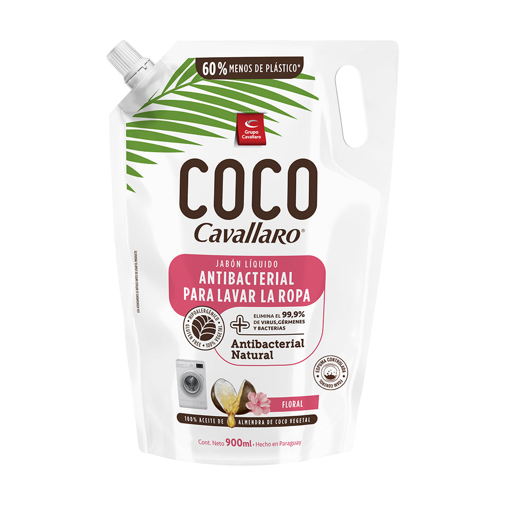 JABON LIQUIDO ANTIBACTERIAL PARA LAVAR LA ROPA COCO CAVALLARO - Doypack 900ml - Floral