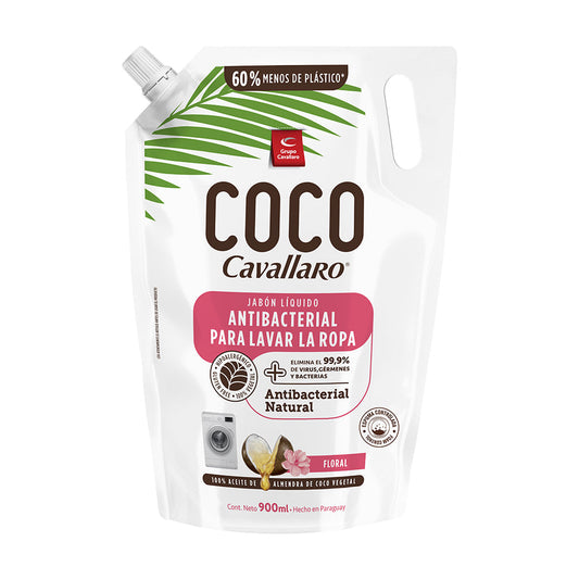 JABON LIQUIDO ANTIBACTERIAL PARA LAVAR LA ROPA COCO CAVALLARO - Doypack 900ml - Floral