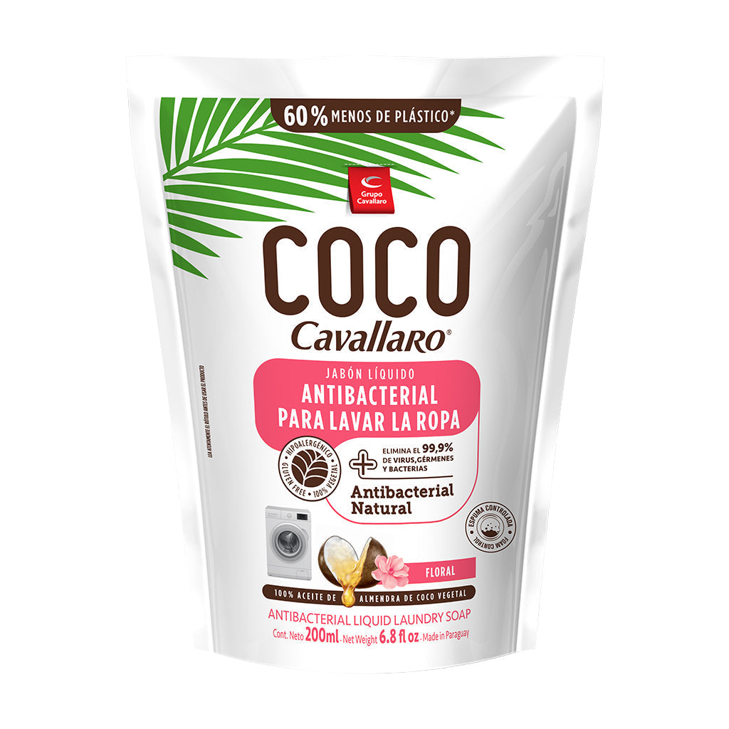 JABON LIQUIDO ANTIBACTERIAL PARA LAVAR LA ROPA COCO CAVALLARO - Doypack 200ml - Floral