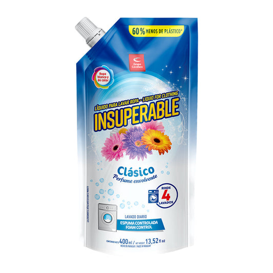 LÍQUIDO PARA LAVAR ROPA INSUPERABLE - Doypack 400ml - Clásico