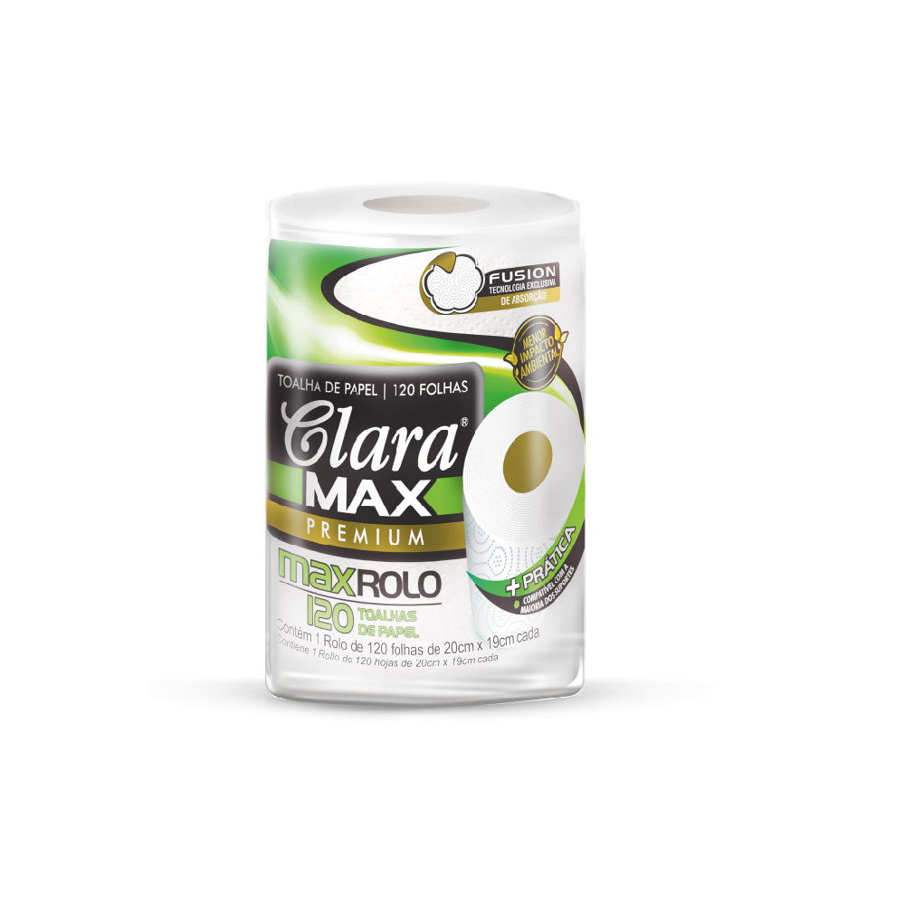 PAPEL TOALLA CLARA MAX PREMIUM - 1 Rollo x 120 Hojas - Blanco