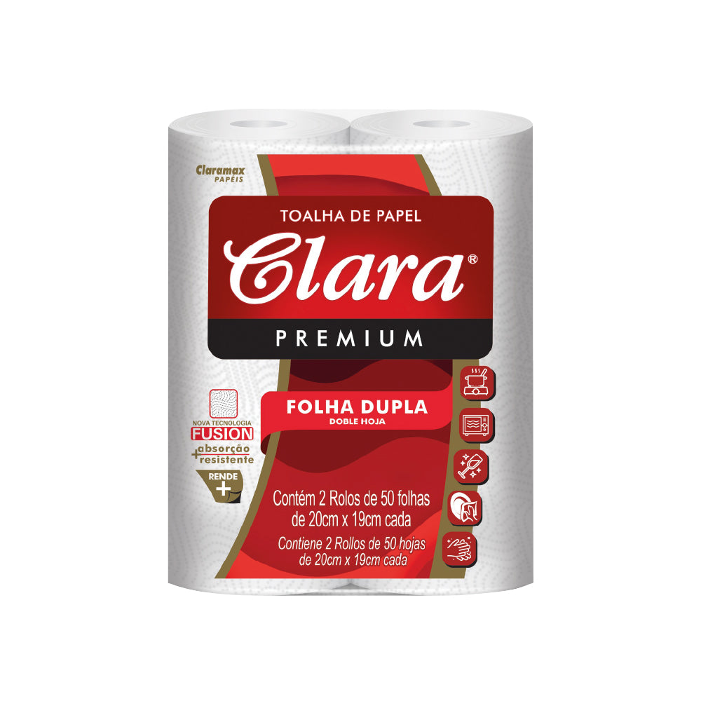 PAPEL TOALLA DOBLE HOJA CLARA - 2 Rollos x 50 Hojas - Blanco